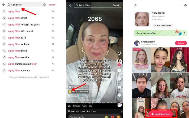Use Tiktok Aging Filter
