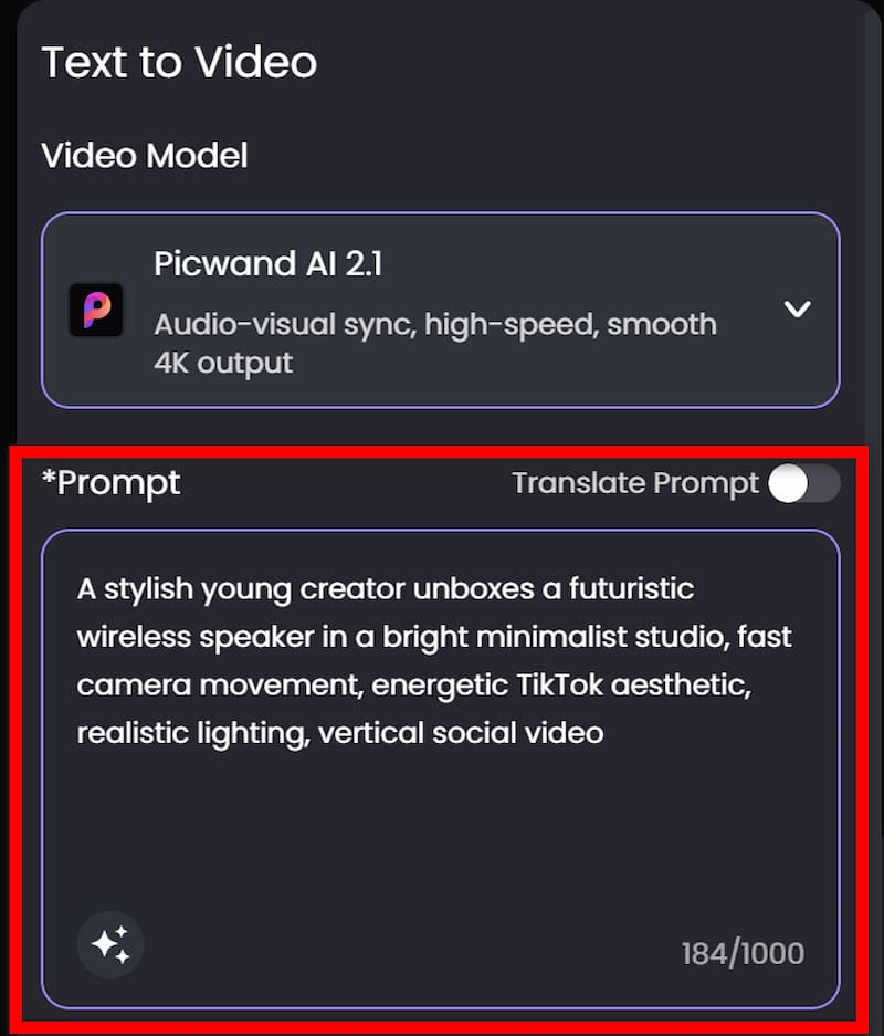 Picwand Prompt Input