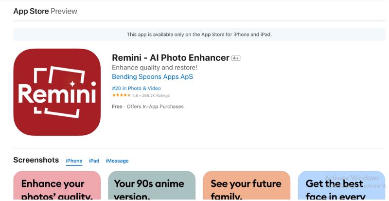 Remini Photoi Enhancer Interface