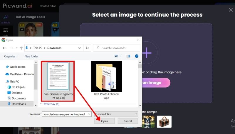 Click Upload A Photo
