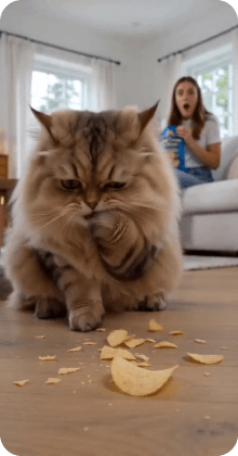 Cat Eating Potato Chips AD