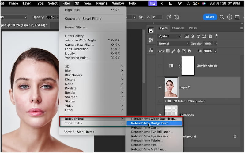Access Dodge Burn Tool