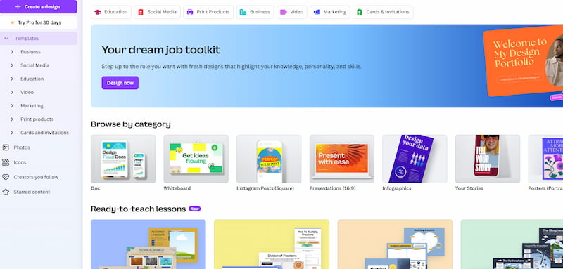 Canva Interface