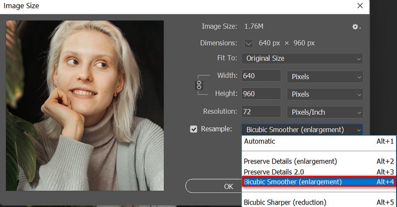 Choose Bicubic Smoother
