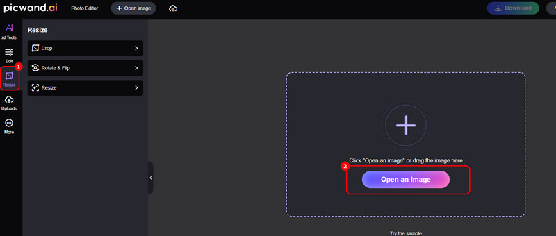 Choose Resize And Upload An Image