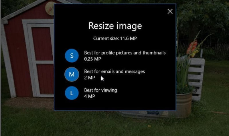 Choose Resize Image Size