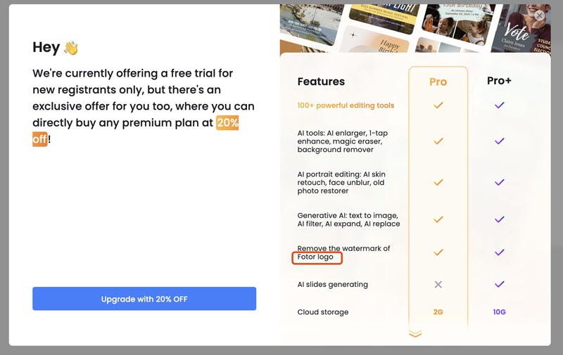 Fotor Free Trial Features