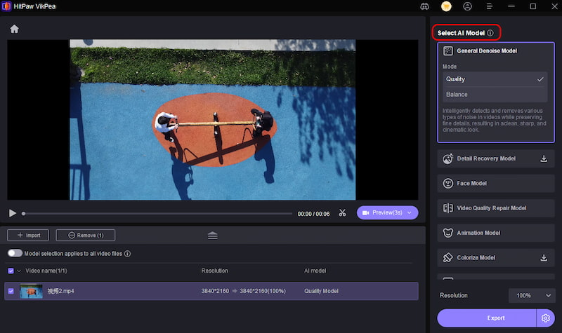 Hitpaw Select AI Model