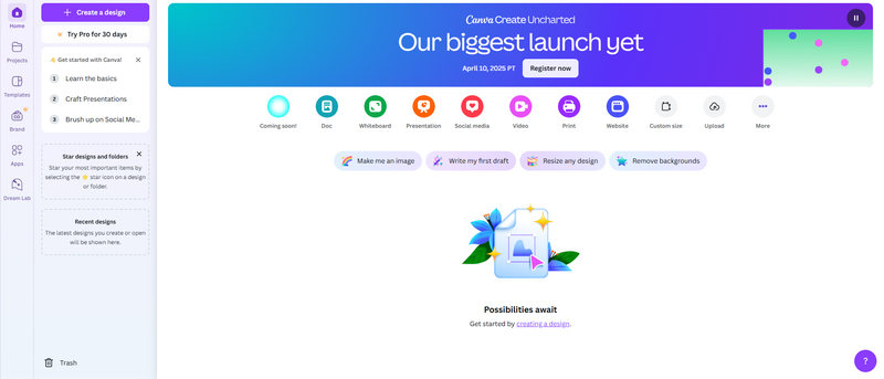 Home Page Of Canva