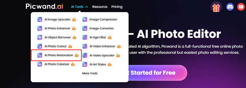 Open Picwand AI Photo Restoration
