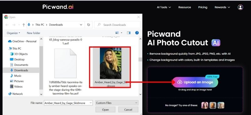 Tap Upload An Image Button