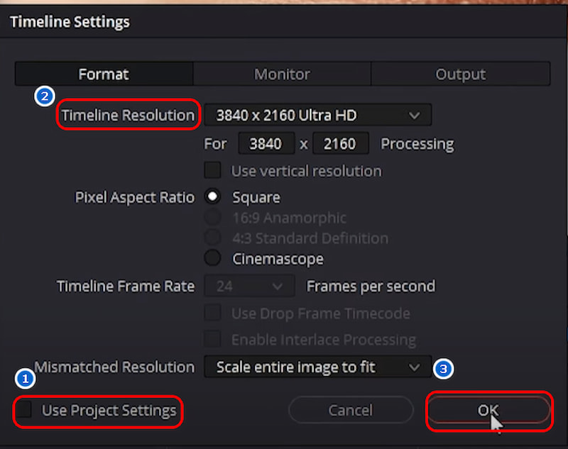 Davinci Resolve Timeline Setting