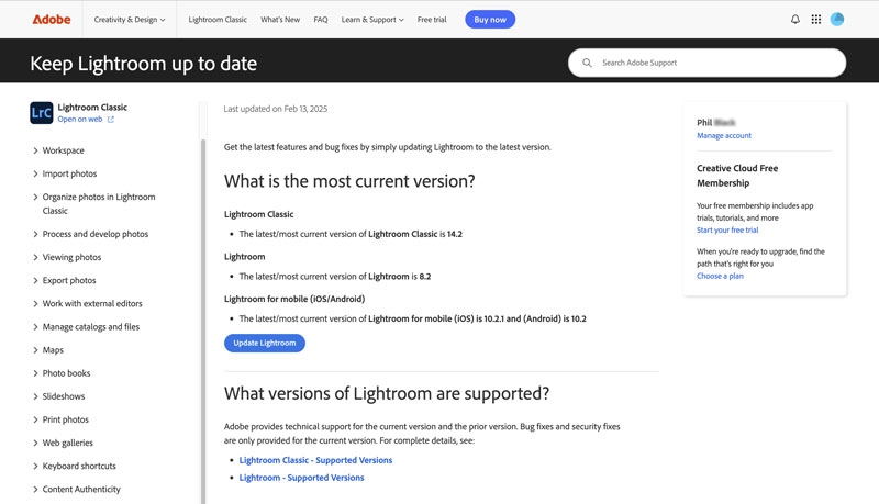 Keep Adobe Lightroom Up to Date