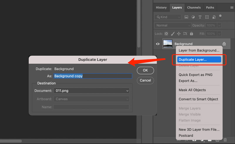 Photoshop Duplicate Backgroun Layer