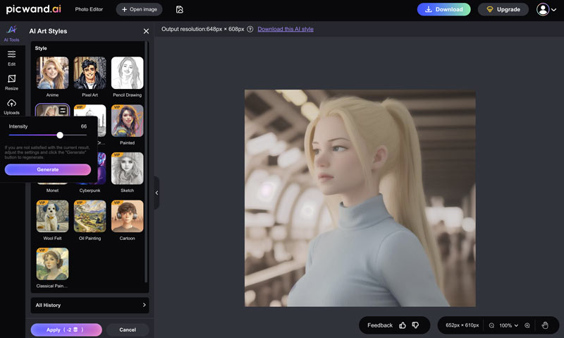 Picwand Ai Apply Art Style Adjust Intensity