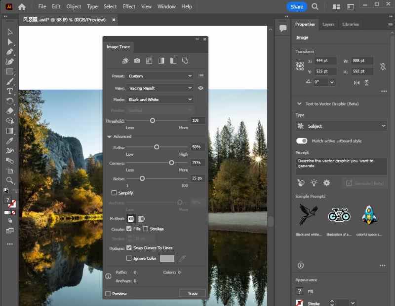Adobe Illustrator Image Trace Parameter