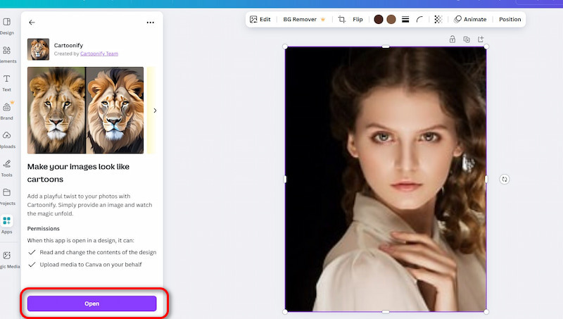 Canva Open Cartoonize