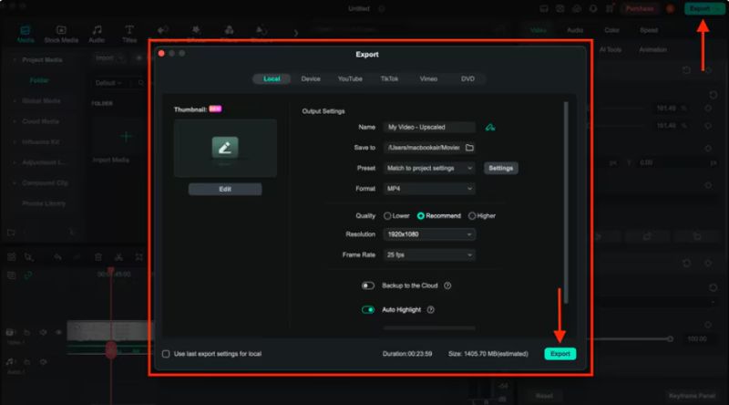 Click Export To Save