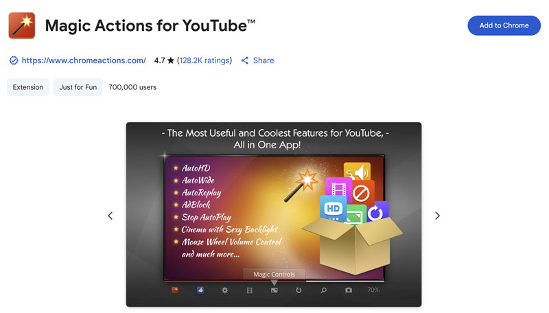 Magic Actions For Foutube Chrome Extension