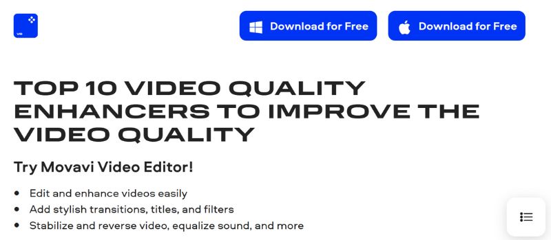 Movavi Video Enhancer Interface