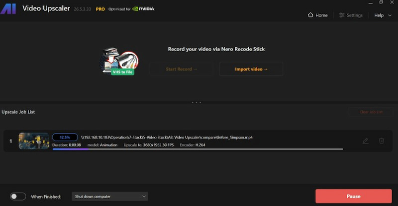 Nero Ai Video Upscaler Processing