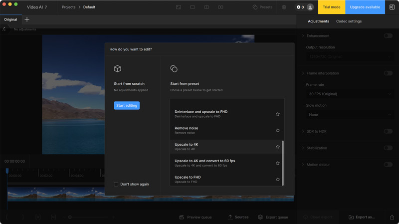 Topaz Video AI Upscale TO 4k Preset