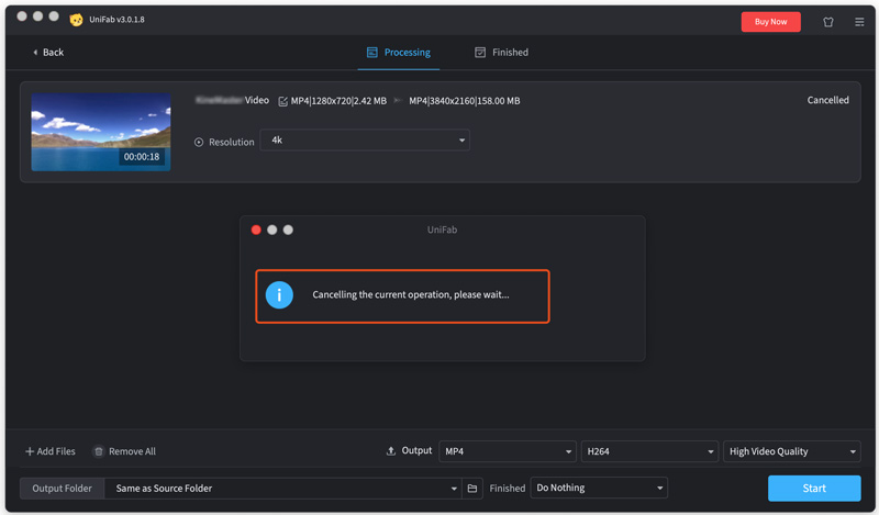 DVDFab Video Enhancer AI Cancel